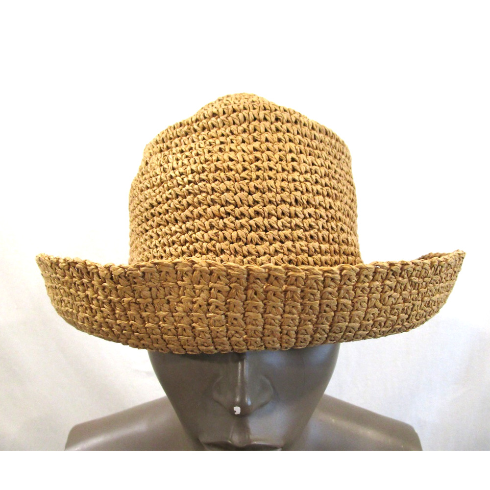 Madewell Brown Paper Straw Packable 3" Wide Brim Bucket Hat Women S/M - Picture 3 of 8